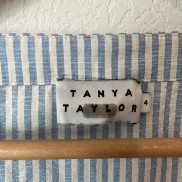 Tanya Taylor Menswear Striped Suma 3/4 Sleeve Tie Waist Blouse Women's Size 4 - Picture 7 of 8